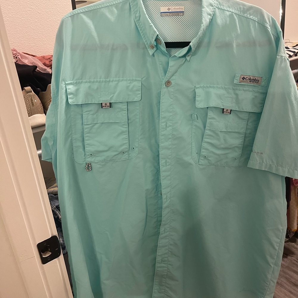 Columbia Blue Casual Button Down Shirt